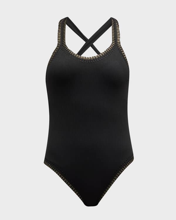 Seafolly, Costa Bella Belted Swimsuit Black