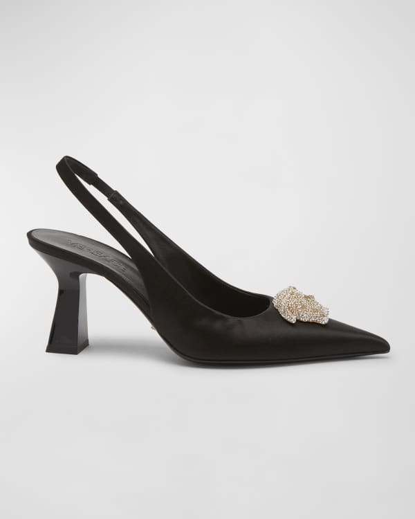 Versace Safety Pin Embellished Slingback Pumps | Neiman Marcus