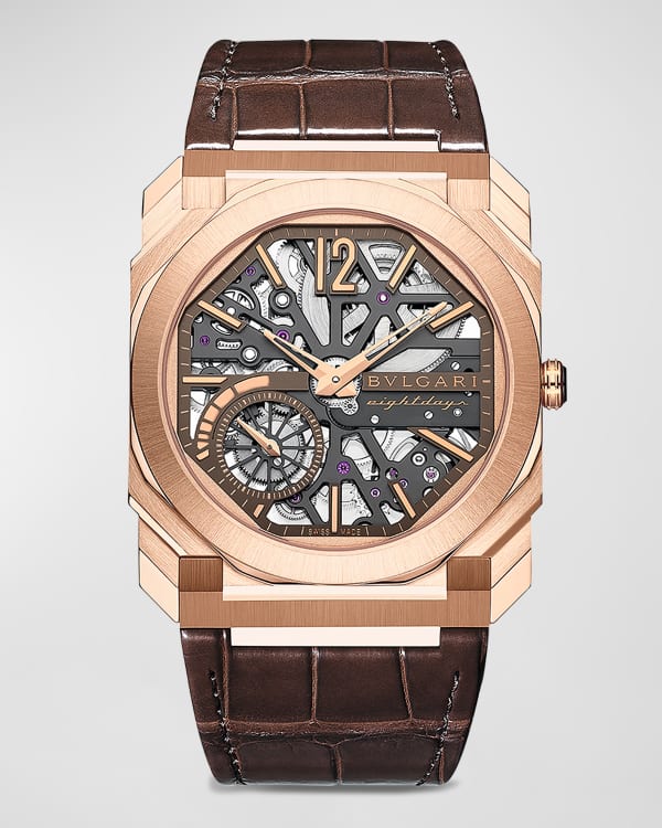 BVLGARI 38mm Octo Solotempo Pink Gold Watch | Neiman Marcus
