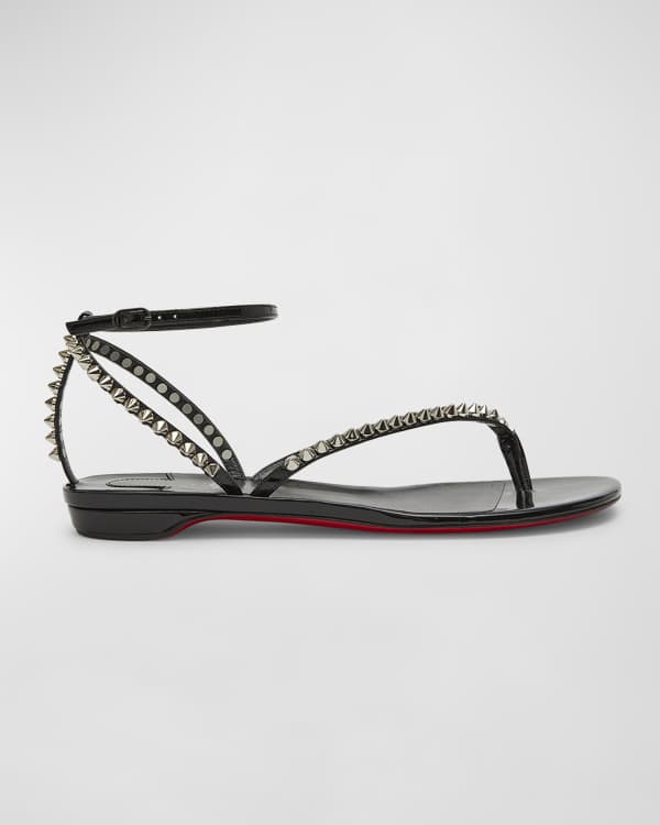 Christian Louboutin Just Queen Crystal Red Sole Mule Sandals in Natural