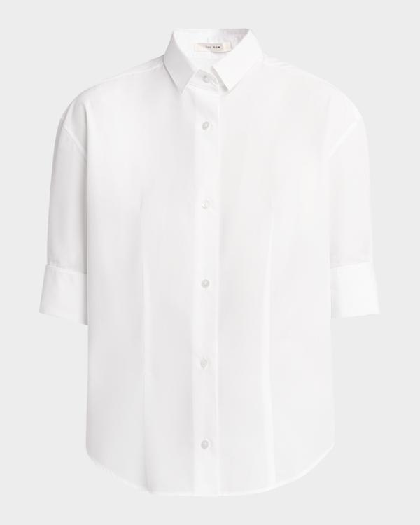 THE ROW Bec Short-Sleeve Button-Front Shirt | Neiman Marcus