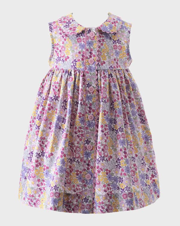 Luli & Me Girl's Floral-Print Petal Collared Dress W/ Bloomers, Size 3M ...