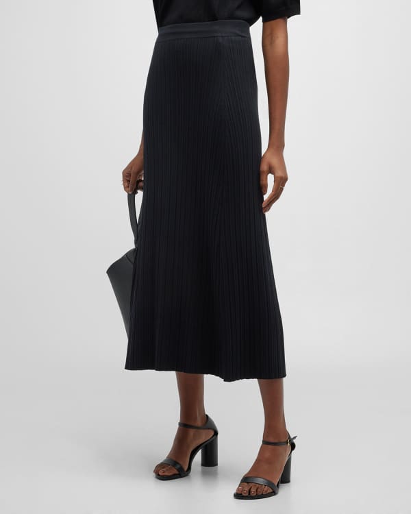 THE ROW Ruth Pleated Cotton Midi Skirt | Neiman Marcus