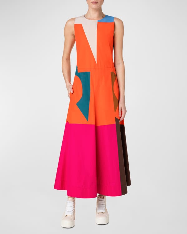 Akris punto Mixed-Media Mesh Tape Intarsia Belted Midi Dress