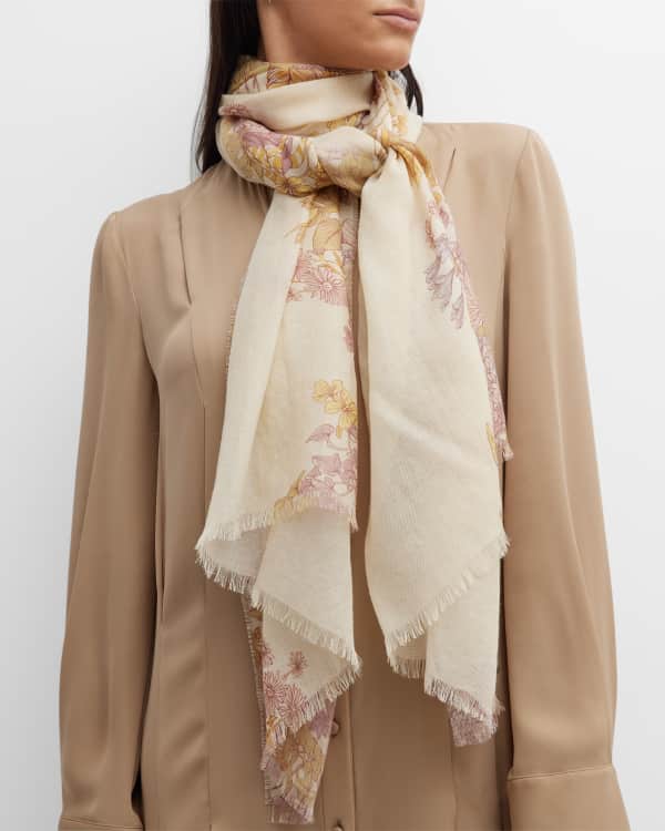 Loro Piana Cashmere Sciarpa Grande Fringe Trim Scarf Neiman Marcus