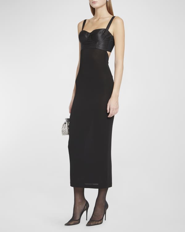 Dolce&Gabbana Long-Sleeve Ruched Midi Dress | Neiman Marcus