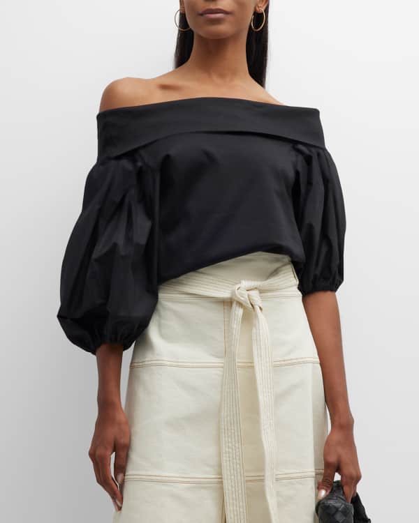 Cult Gaia Carly Off-the-Shoulder Puff-Sleeve Crop Top | Neiman Marcus