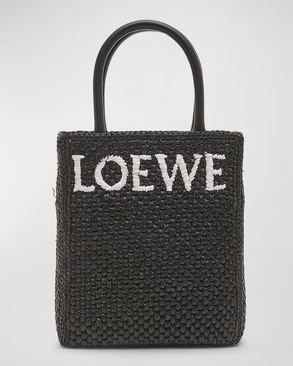 Loewe x Paula’s Ibiza Font Tote Bag in Raffia with Leaves | Neiman Marcus