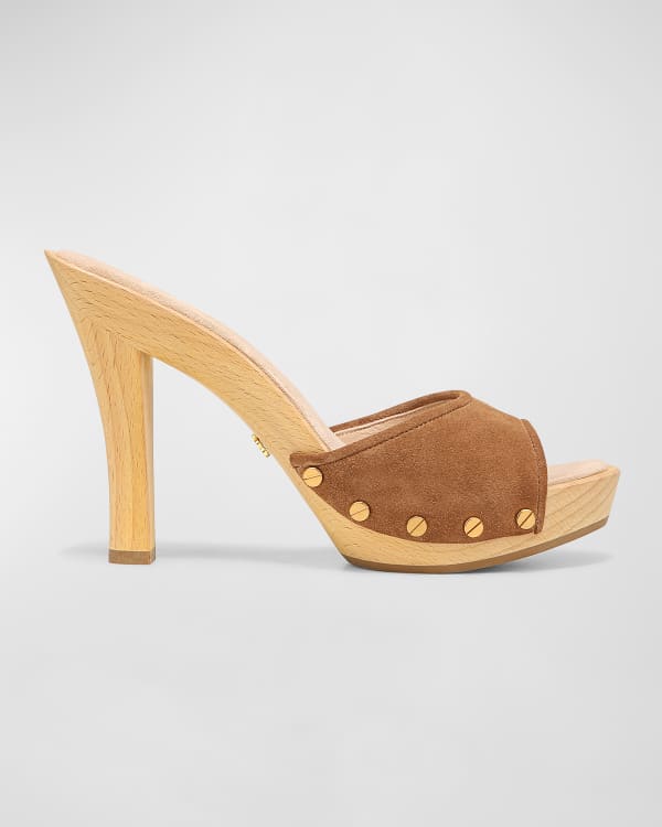 Veronica Beard Davina Suede Buckle Slide Sandals | Neiman Marcus