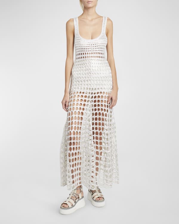 Chloe Tie-Shoulder Layered Linen Maxi Dress | Neiman Marcus
