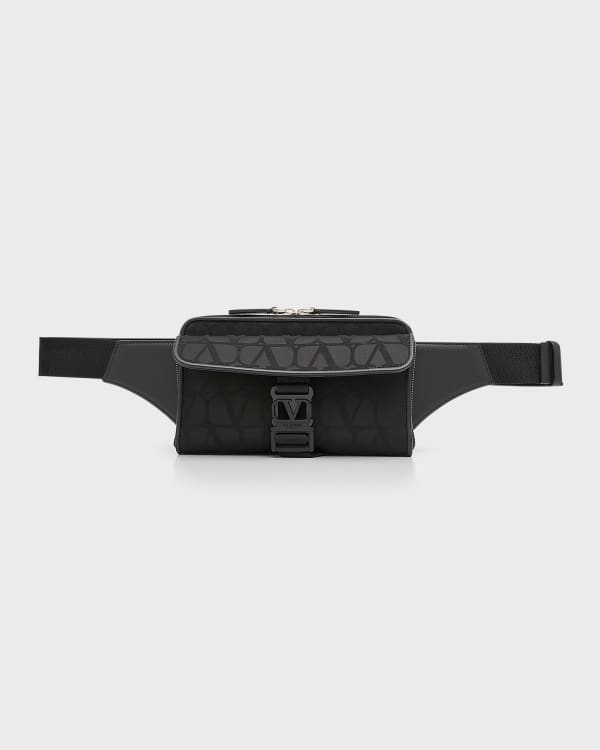 Valentino Garavani Men's Logo-Front Leather Belt Bag/Fanny Pack