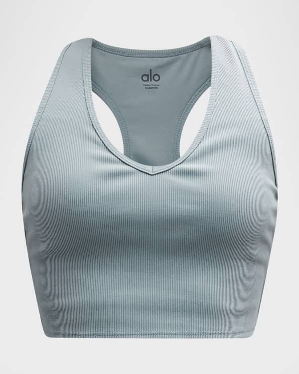 Ribbed Defined Long Sleeve Bra in Athletic Heather Grey by Alo