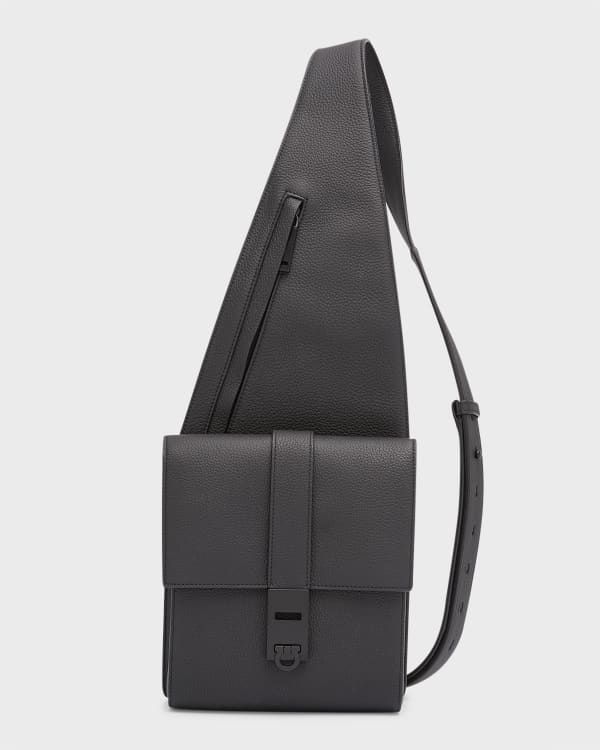 Porsche Design Men's Leather Shoulder Bag Casual Messenger Bag Black