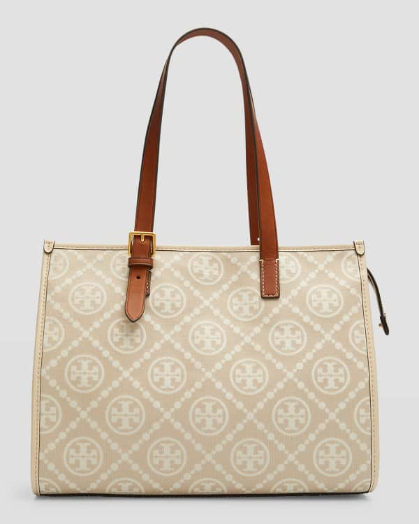 Tory Burch T Monogram Coated Canvas Small Tote in Black