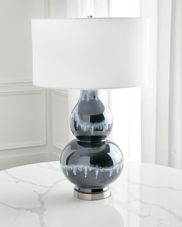 John-Richard Collection Navy Blue Glass and Brass Table Lamp | Neiman ...
