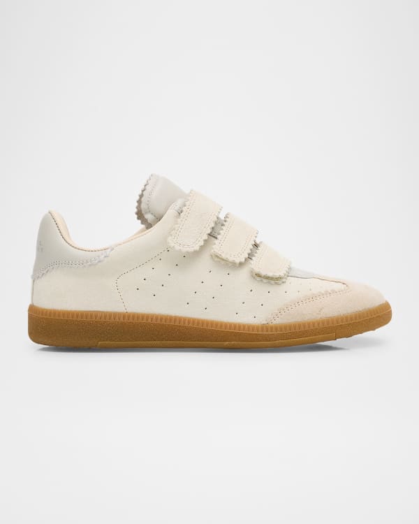 Beth Perforated Leather Grip-Strap Sneakers