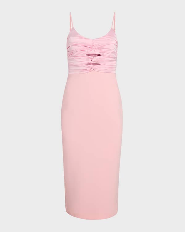 susana monaco ruched bodycon midi dress