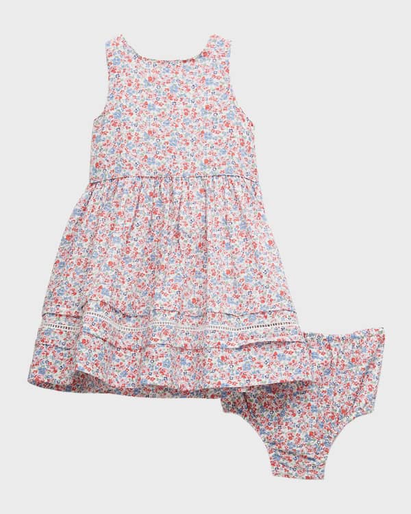 Luli & Me Girls Classic Dotted Swiss Sleeveless Dress with Ruffle - Fuchsia Pink main image 1