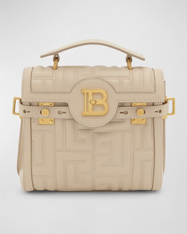 Balmain Pillow Monogram Quilted Leather Shoulder Bag In Light Tan