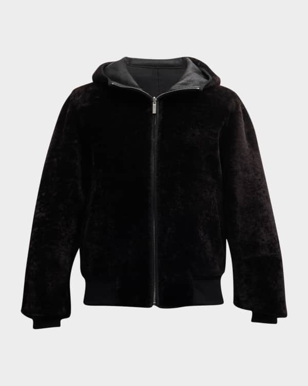 Ferragamo Men's Shearling Rib-Trim Coat | Neiman Marcus