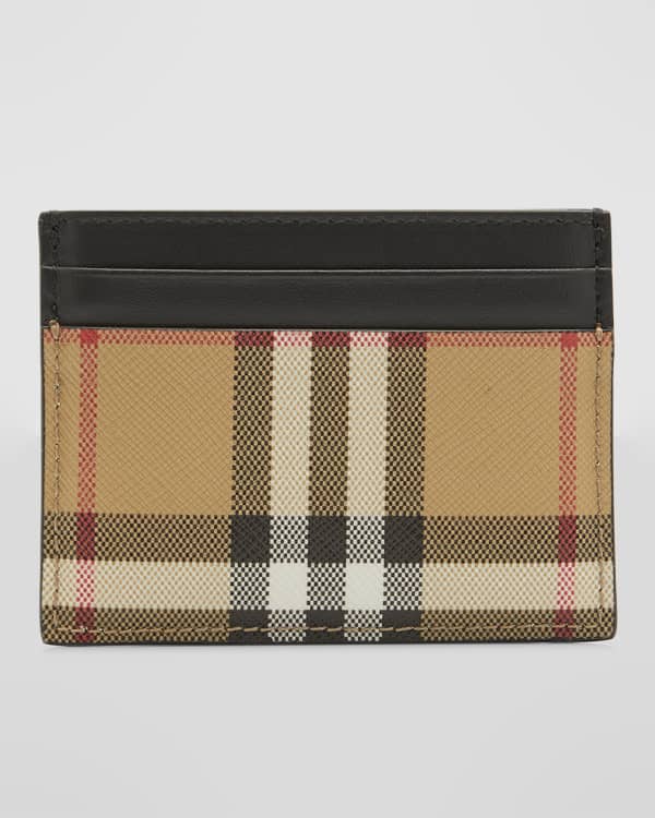 Burberry Red/Beige House Check Coated Canvas and Leather Zip Card Holder  Burberry