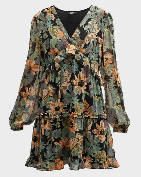 Milly Nora Botanical Ruffle Mini Dress | Neiman Marcus