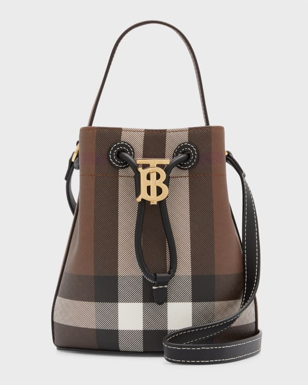 Burberry Small Peggy bucket bag in e-canvas with monogram Price