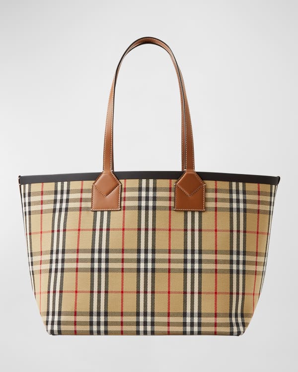 Burberry Small E-Canvas Belted Tote - Brown