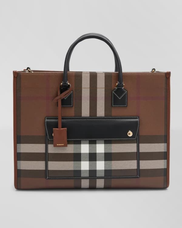 Medium London Tote Bag in Briar Brown/black | Burberry® Official