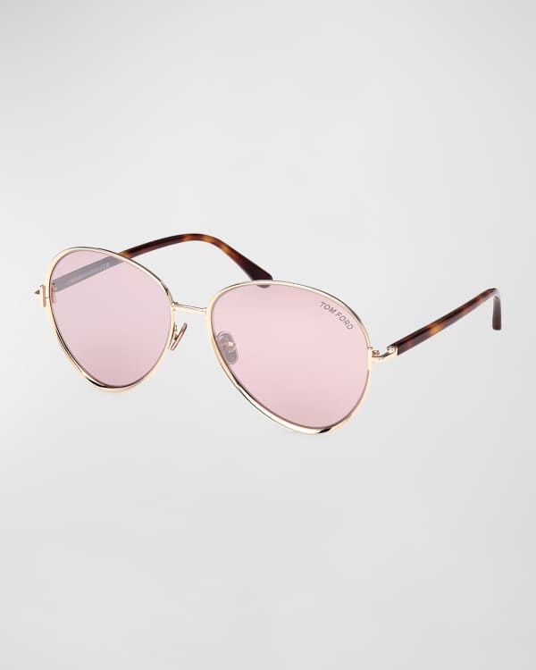 TOM FORD Tripp Metal Acetate Aviator Sunglasses Neiman Marcus