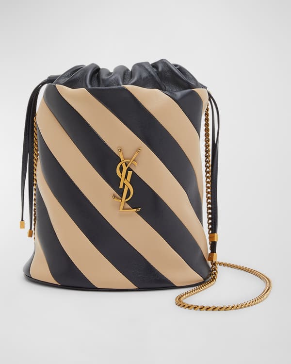 Saint Laurent Mini Chevron Canvas Bucket Bag