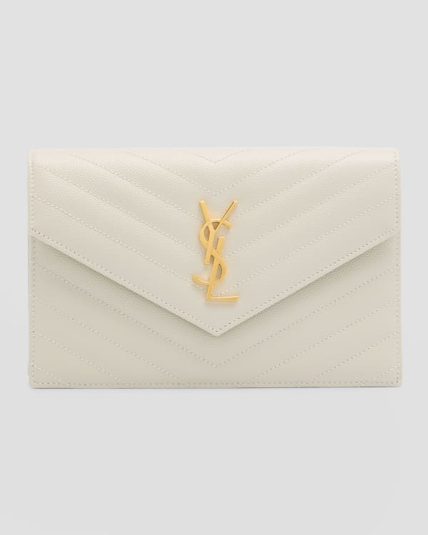 Saint Laurent Envelope Flap YSL Clutch Bag in Grained Leather | Neiman ...