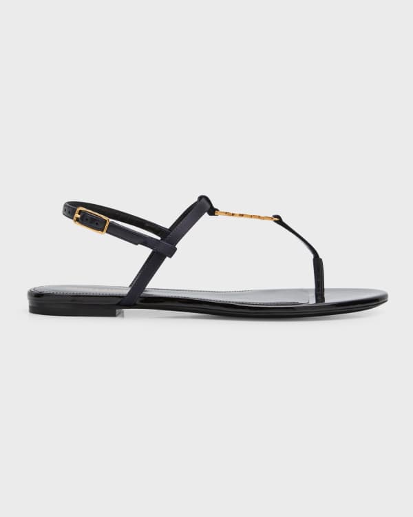 Ysl logo flat sandals online