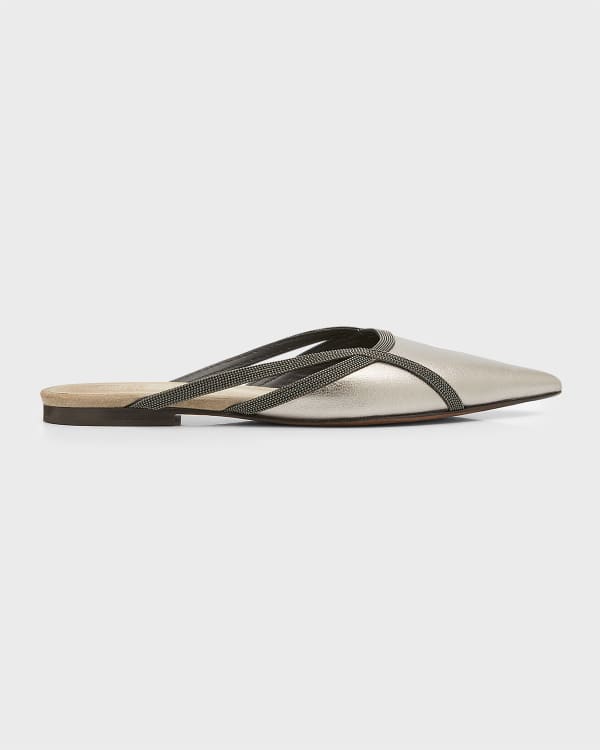 Leather Slingback Ballet Flats in Black - Brunello Cucinelli