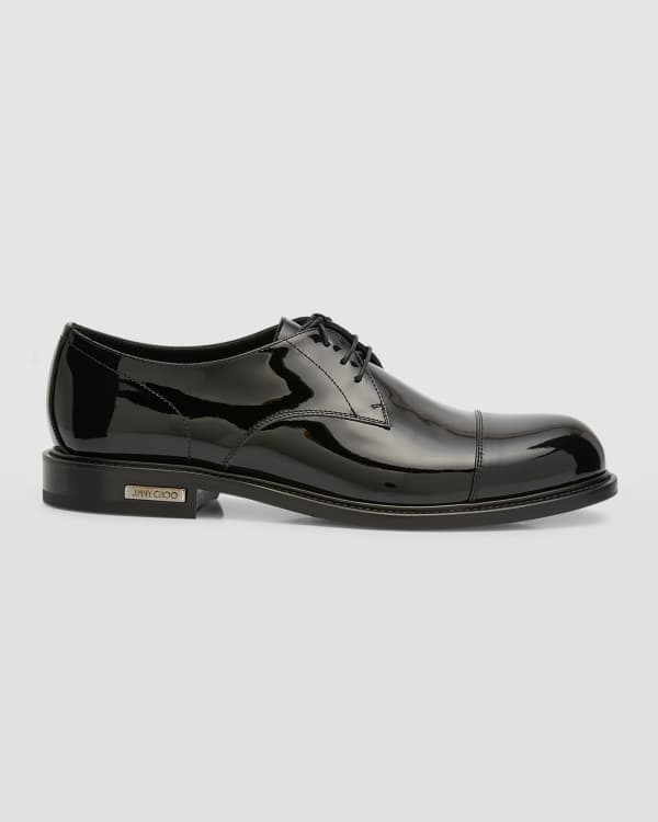 Saint Laurent Men's Army 10 Patent Leather Derby Shoes | Neiman Marcus