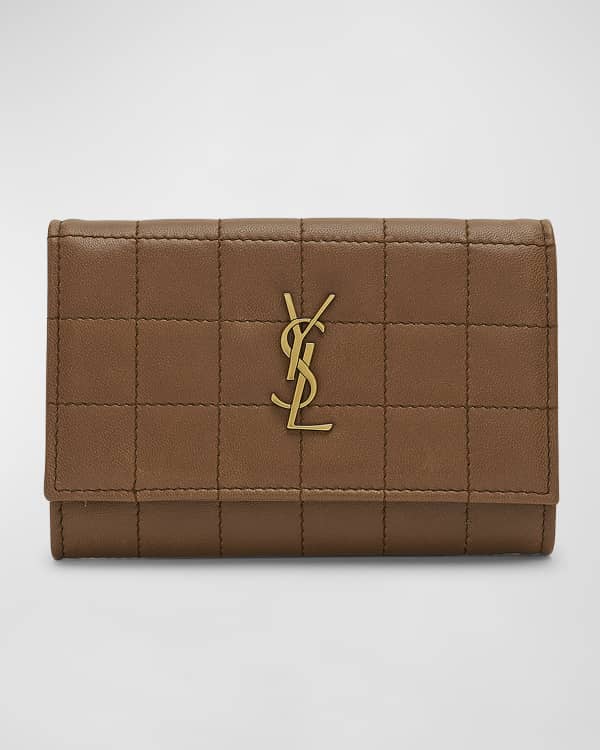 Saint Laurent Long Wallet YSL Monogram Large Flap Pink Leather V stitch NO  BOX