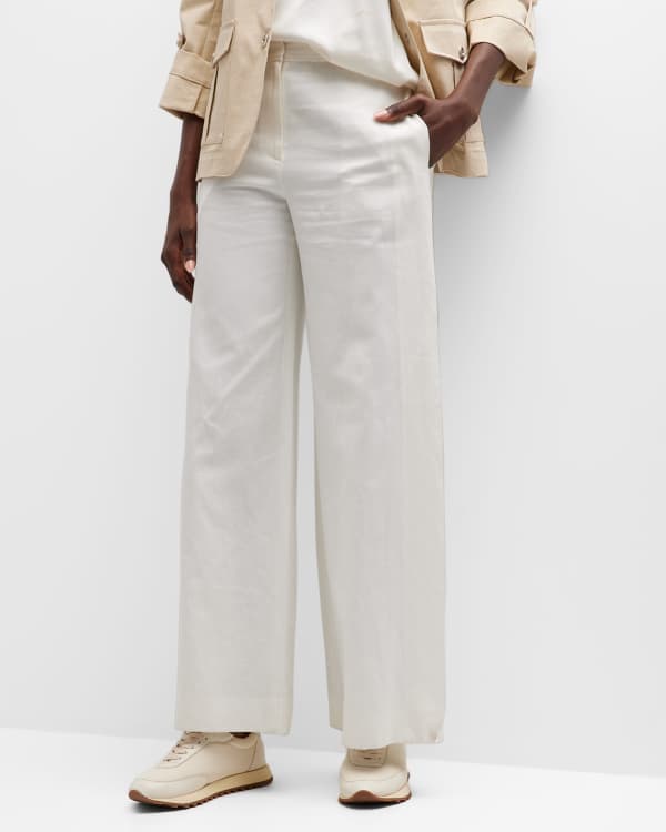 120% Lino Wide-Leg Linen Pants | Neiman Marcus