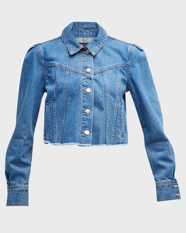 Veronica Beard Raina Short-sleeved Denim Jacket in Blue