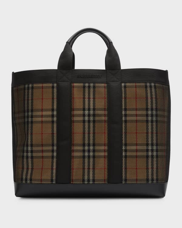 Burberry Logo-embossed Leather Tote Bag in Brown for Men