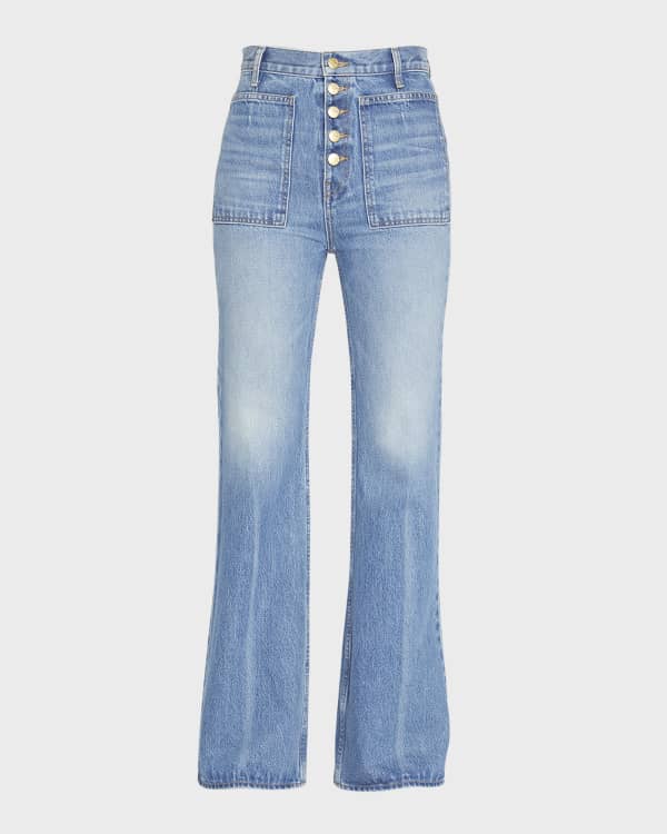 Alice Olivia Kayleigh Bell Bottom Jeans with Side Rainbow