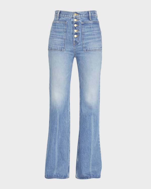 Retrofete Moore Crystal Mid-Rise Flare Denim Jeans | Neiman Marcus