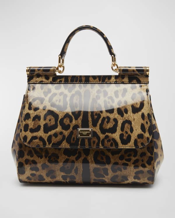 Dolce & Gabbana Women's Small Leopard-Print Patent Leather Top Handle Bag