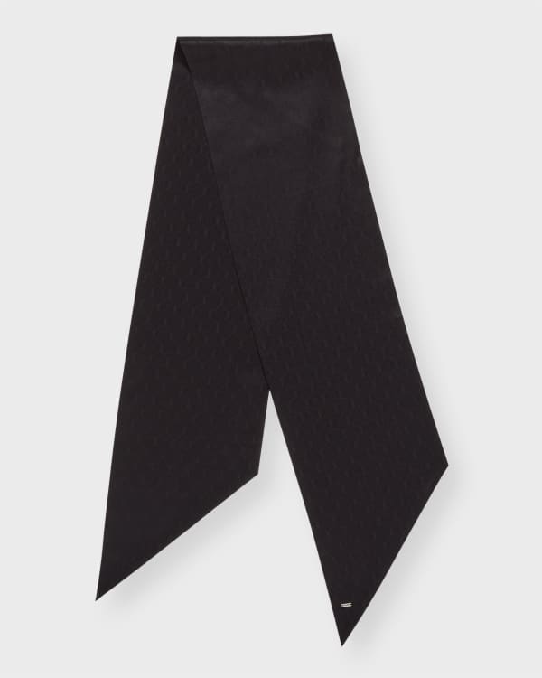 Logo embellished silk twill scarf in black - Burberry