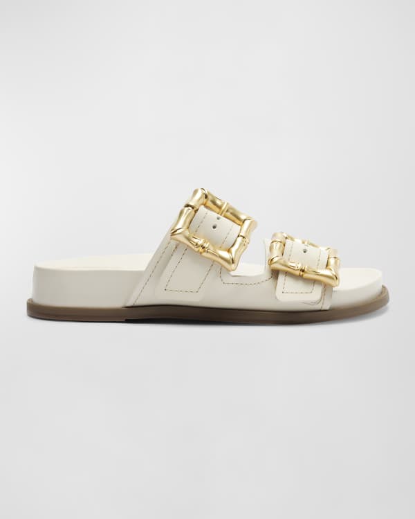 Schutz Benedita Flat Dome Stud Leather Slide Sandals Neiman Marcus