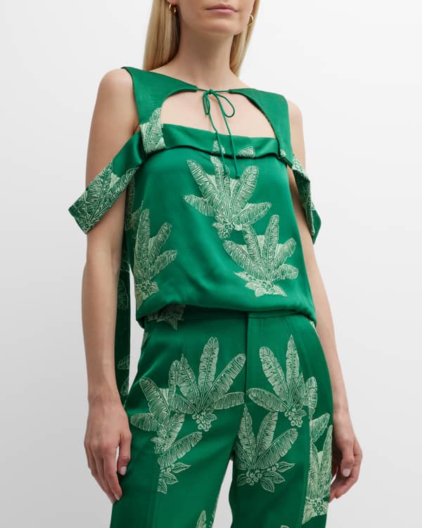 Green Scarf-print silk shirt, Casablanca