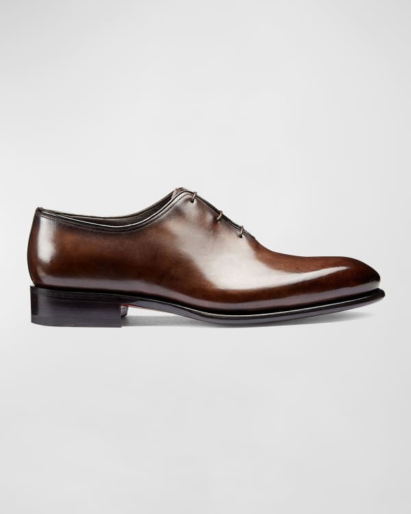 Santoni Men's Laurence One-Piece Leather Dress Shoes | Neiman Marcus