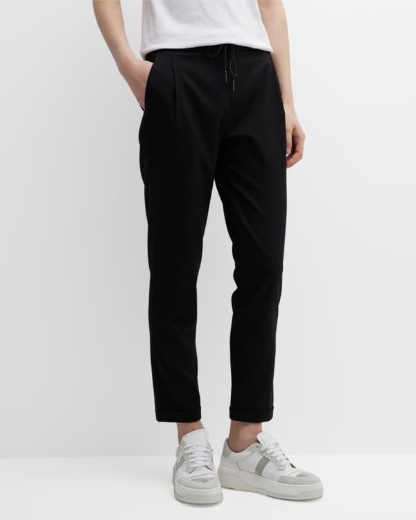 Wool Double-Face Pleated Tapered Pants