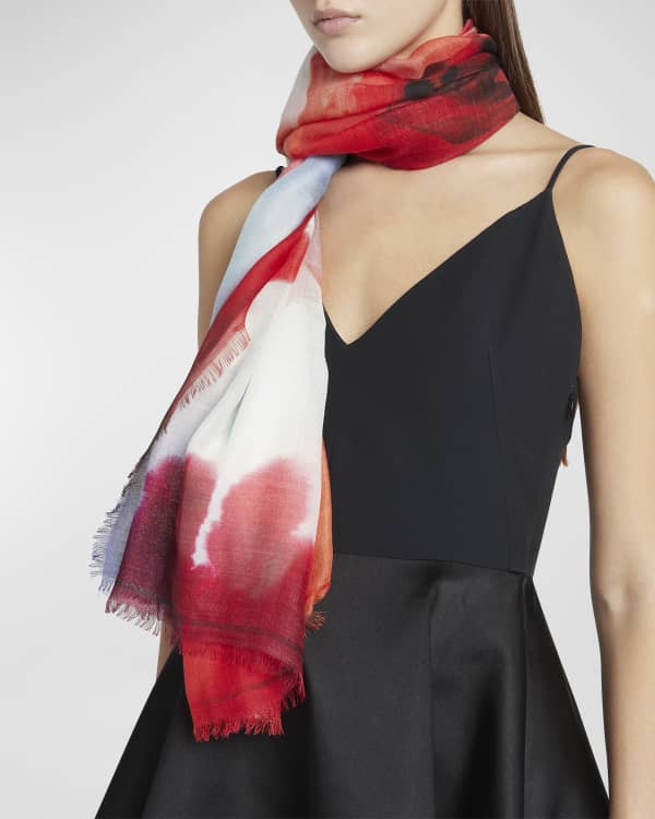 Valentino Garavani Jacquard V Logo Silk Wool Scarf Neiman Marcus