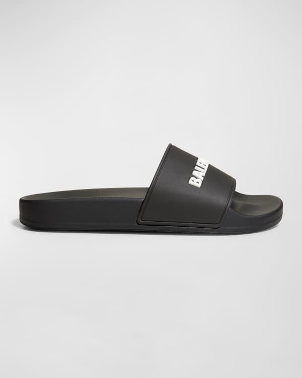BALENCIAGA Womens Black Rubber Logo Chunky Platform Slides