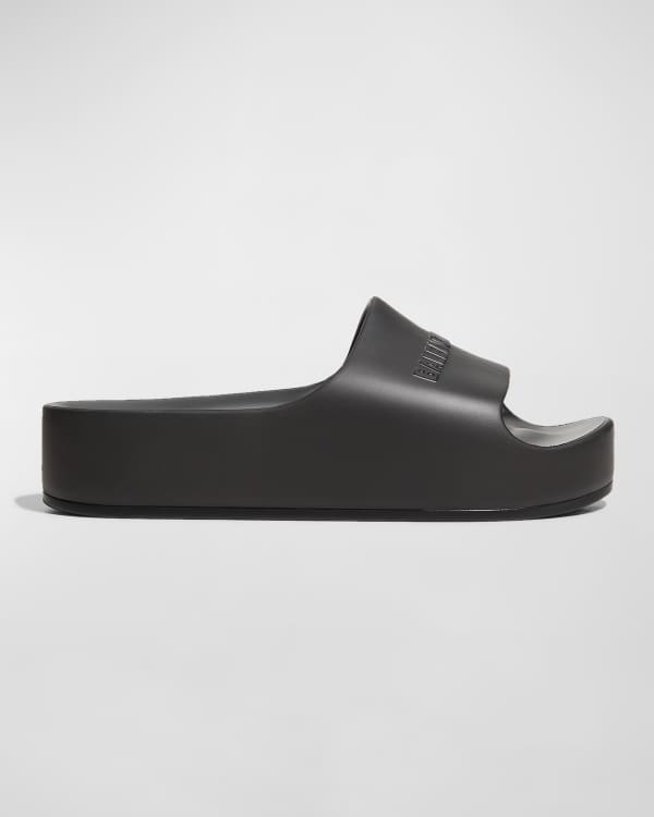 Prada Rubber Logo Pool Sandals | Neiman Marcus
